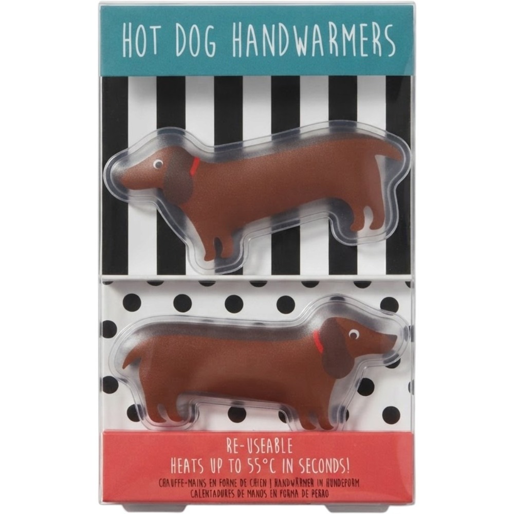 Paladone Hot Dog Handwarmers Reusable Dachshund Dog Gel Heat Packs Set of 2 NEW